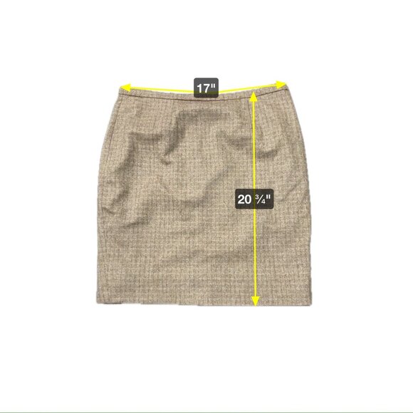 Brown Houndstooth Wool Blend Womens Pencil Skirt With Back Zipper Hook Closure - Picture 6 of 7